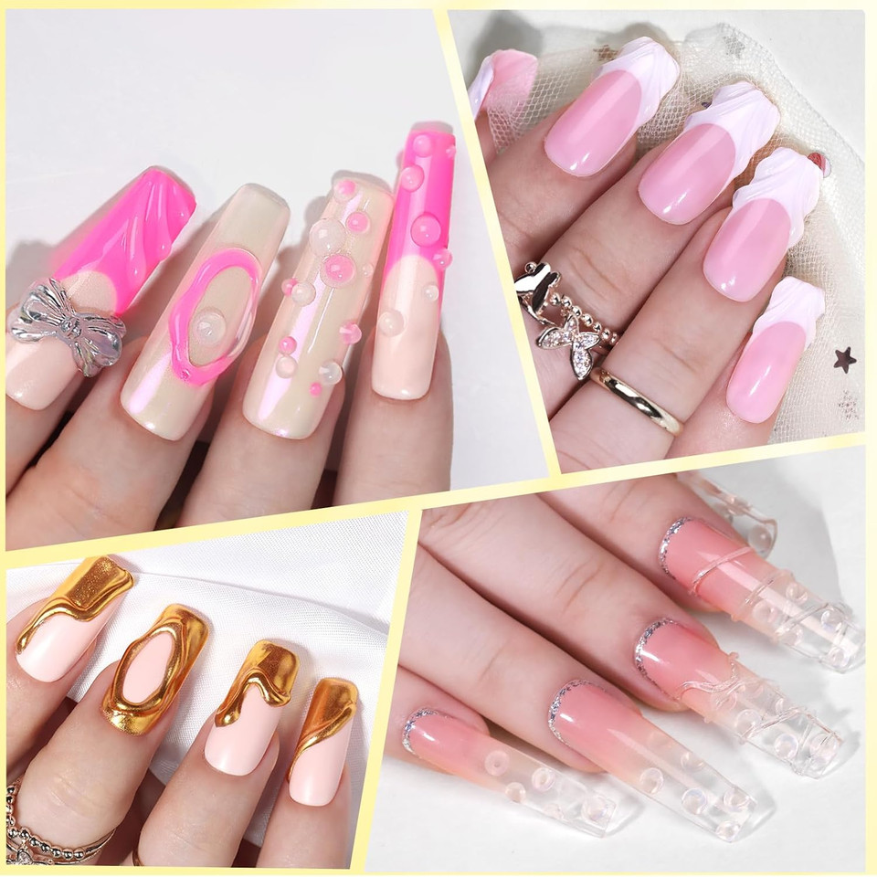 Makartt 3D Nail Gel, Sculpting Gel For Nail Art, 2 Pcs 15G Diy Craving Gel, No Wipe 3D Molding Gel For Nails Decoration Drawing Nail Gel, Manicure Sculpture Nail Charms Gel2Pcs Clear