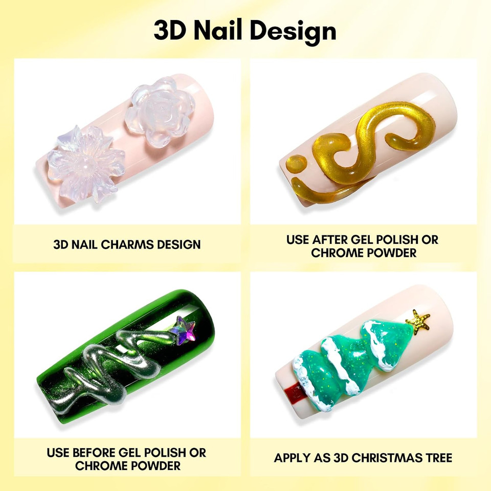 Makartt 3D Nail Gel, Sculpting Gel For Nail Art, 2 Pcs 15G Diy Craving Gel, No Wipe 3D Molding Gel For Nails Decoration Drawing Nail Gel, Manicure Sculpture Nail Charms Gel2Pcs Clear