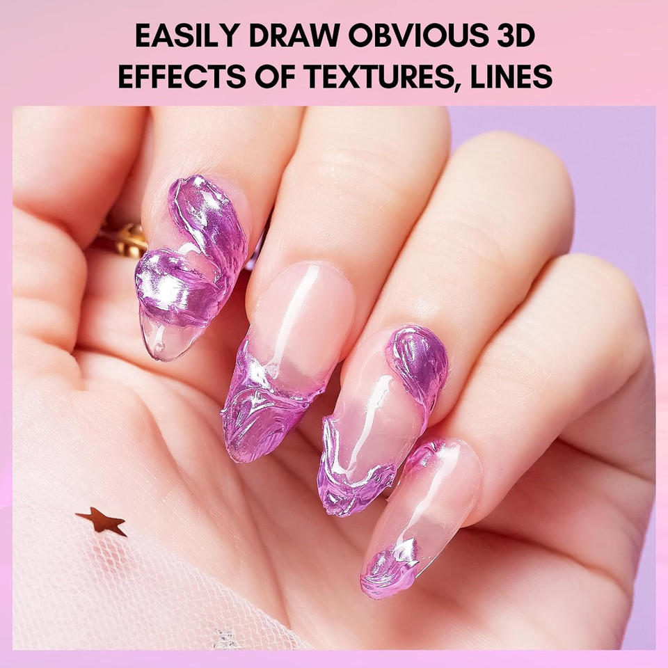 Makartt 3D Texture Nail Gel Sculpting Gel Nail Art Glue For Nail Art Mirror Chrome Nail Powder Gel Nail Polish Craving 3D Metal Painting Drawing Design Sculpture Gel Nail Decoration Manicure Charms
