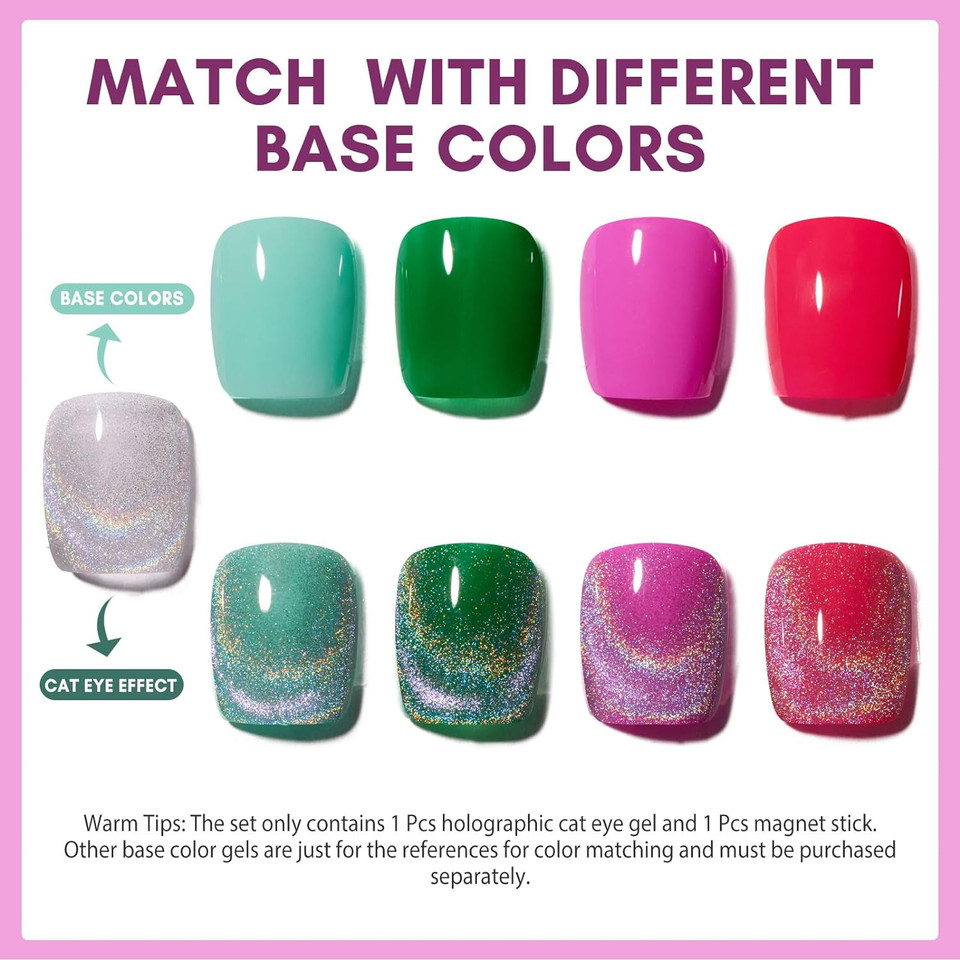 Makartt Gel Nail Polish, Universal Rainbow Cat Eye Gel Nail Polish 10Ml Holographic 9D Sparkly Hole Cat Eye Glitter Fall Gel Polish With Magnet Stick Soak Off Uv/Led Manicure Nail Art Designsshadow Walker