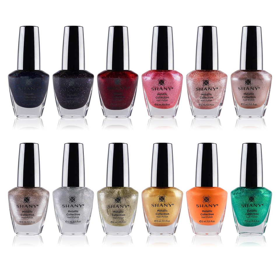 Shany Nail Polish Set - Nail Lacquer Quick Dry, Full Size, Vibrant, Colorful, Trendy, Semi Glossy, Shimmery, Matte Nail Polish Set - 12 Colors - Metallic Collectionmetallic0.5 Fl Oz (Pack Of 12)