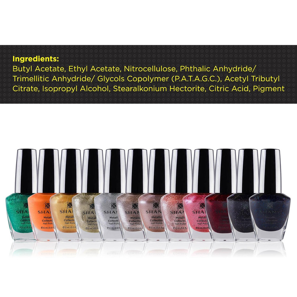 Shany Nail Polish Set - Nail Lacquer Quick Dry, Full Size, Vibrant, Colorful, Trendy, Semi Glossy, Shimmery, Matte Nail Polish Set - 12 Colors - Metallic Collectionmetallic0.5 Fl Oz (Pack Of 12)