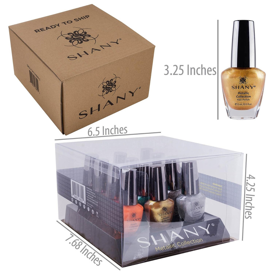 Shany Nail Polish Set - Nail Lacquer Quick Dry, Full Size, Vibrant, Colorful, Trendy, Semi Glossy, Shimmery, Matte Nail Polish Set - 12 Colors - Metallic Collectionmetallic0.5 Fl Oz (Pack Of 12)