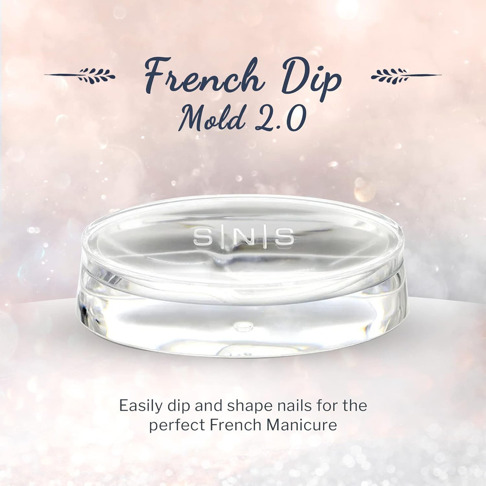 Sns Nails Dipping Powder French Dip Moulding (Mold) For Pink/White - Two-Sided French Manicure Mold For Flat Or Curved Smile Line - Beautiful Clear Logo Mould To Match Any Decorpink/White