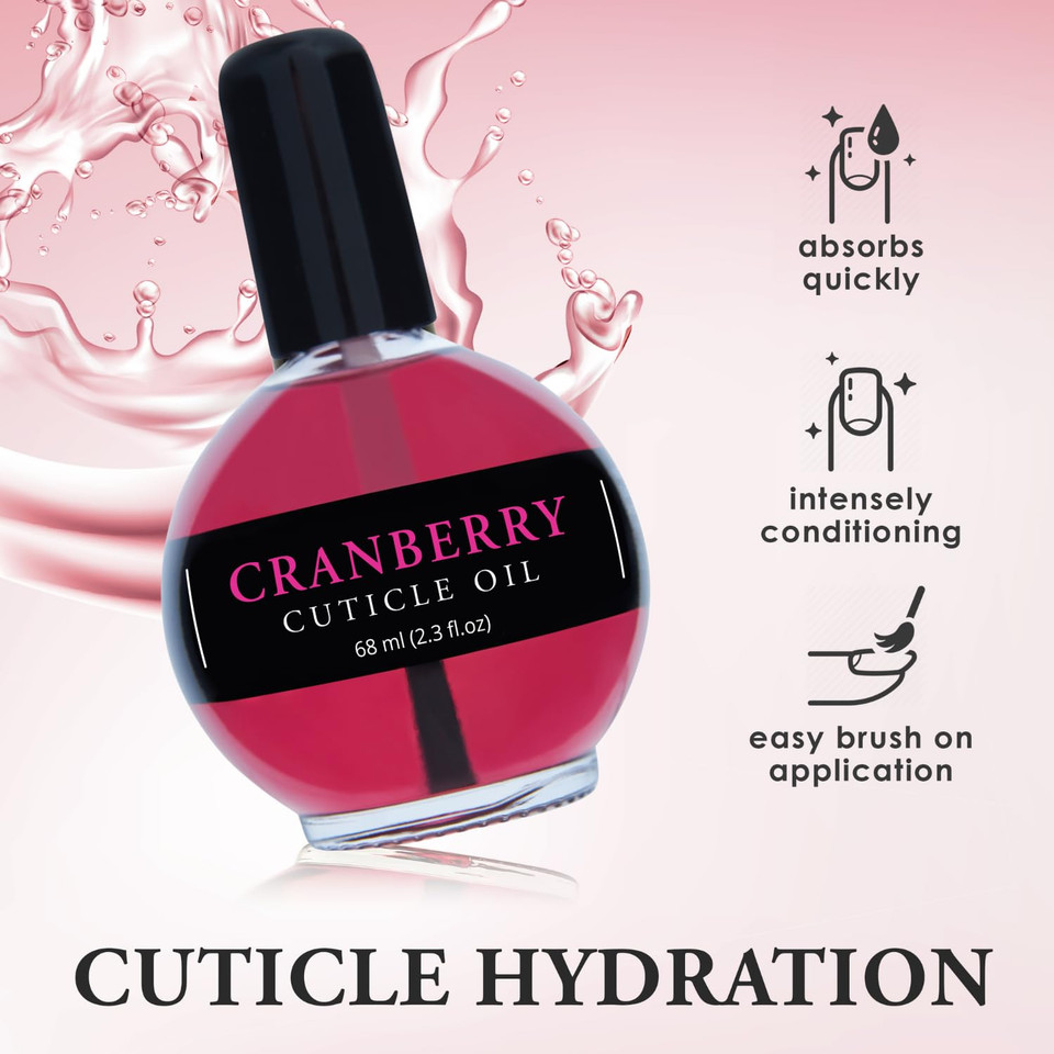 Ellie Chase Moisturizing Cuticle & Nail Care Oil 2.3 Fl Oz - Cranberry Scented  Infused With Jojoba Oil, Aloe, Vitamin E  Nail & Cuticle Hydration, Repair, Moisturizer, Strengthener, Growth