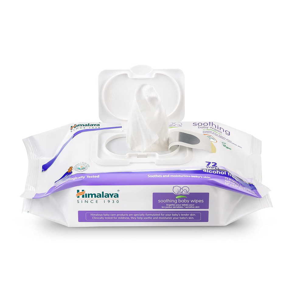Himalaya Soothing Baby Calming Wipes For Soft, Clean, And Sensitive Skin, 72 Wipes, 6 Pack