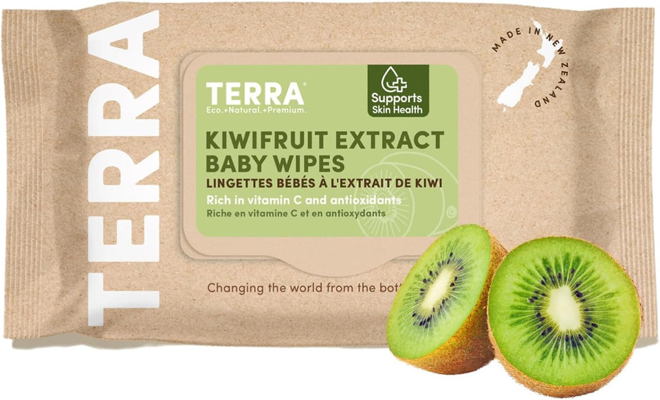 Terra Bamboo Baby Wipes: Kiwifruit Extract, 99% Pure New Zealand Water, 100% Biodegradable Bamboo Fiber, 0% Plastic, Unscented Baby Wipes For Sensitive Skin, 1 Pack Of 70 Wipes