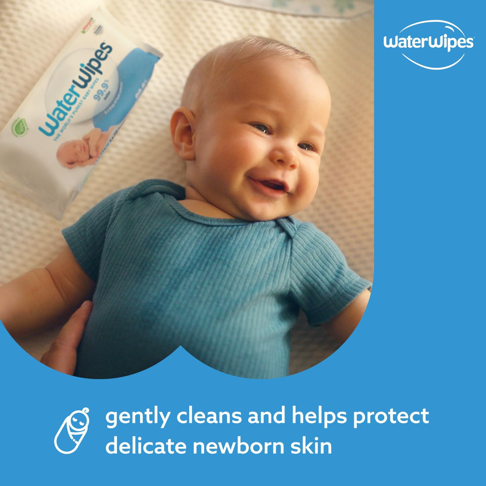 Waterwipes Plastic-Free Original Baby Wipes, 99.9% Water Based Wipes, Unscented & Hypoallergenic For Sensitive Skin, 300 Count (5 Packs)60 Count (Pack Of 5)