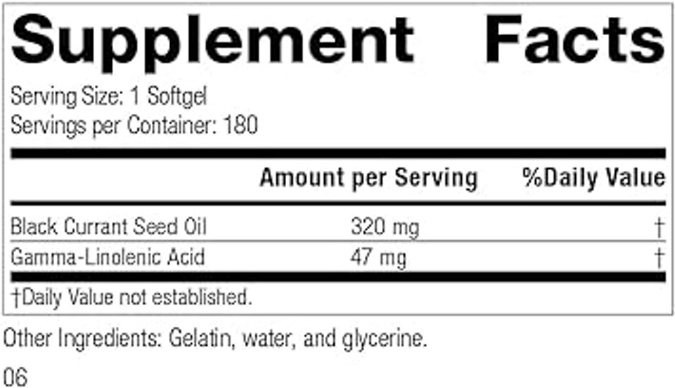 Standard Process Black Currant Seed Oil - Immune Support, Blood Flow Support, and Tissue Repair Support with Whole Food Blend of Black Currant Seed Oil and Gamma-Linoleic Acid - 180 Softgels