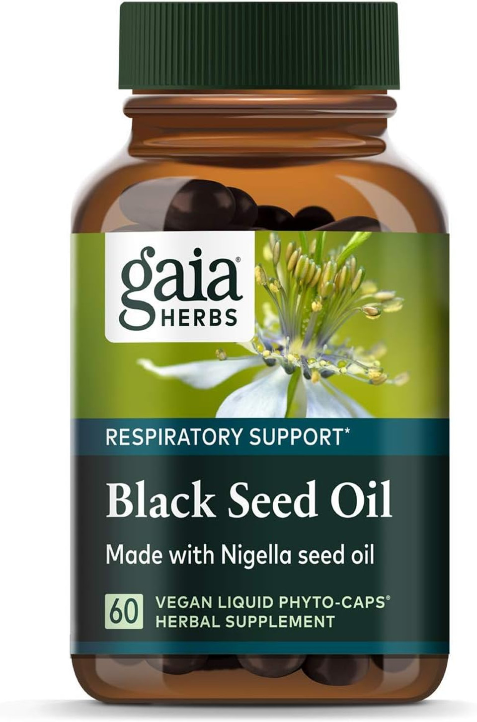Gaia Herbs Black Seed Oil - Cold-Pressed Capsules For Lung, Respiratory, And Antioxidant Support - With Organic Nigella Seed Oil - Herbal Supplement - 60 Vegan Liquid Phyto-Capsules (30-Day Supply)
