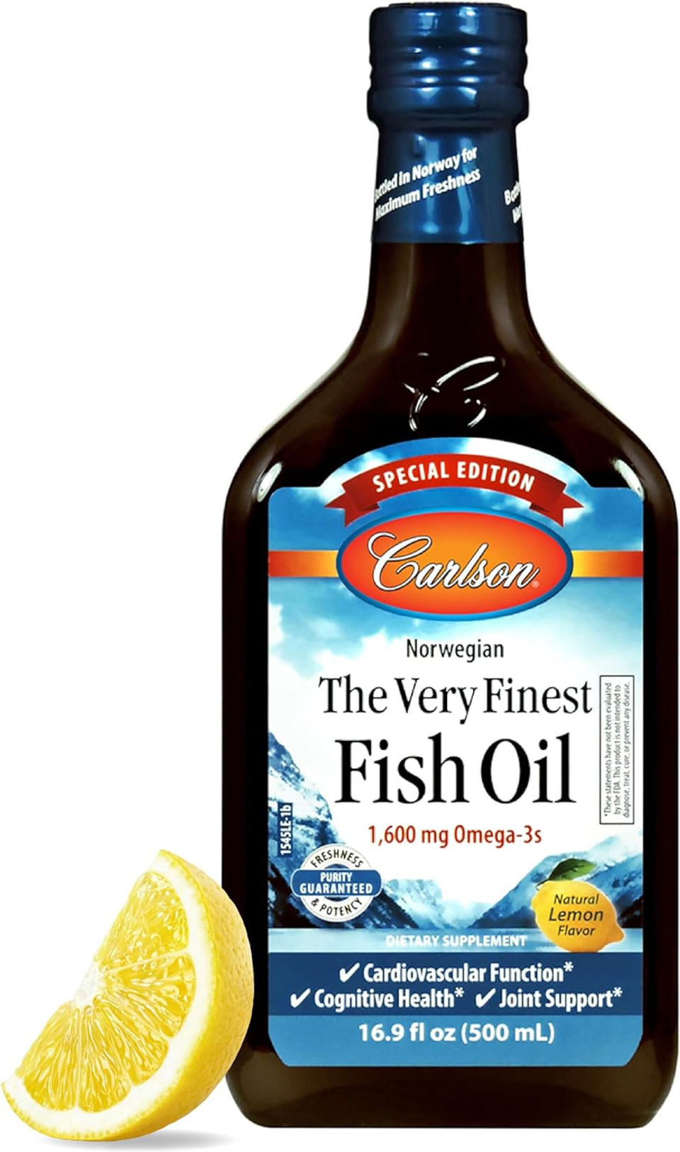 Carlson - The Very Finest Fish Oil, Special Edition, 1600 Mg Omega-3S, Liquid Supplement, Norwegian Fish Oil, Wild-Caught, Sustainably Sourced Liquid, Lemon, 500 Ml (16.9 Fl Oz) Carlson - The Very Finest Fish Oil, Special Edition, 1600 Mg Omega-3S, Liquid Supplement, Norwegian Fish Oil, Wild-Caught, Sustainably Sourced Liquid, Lemon, 500 Ml (16.9 Fl Oz)