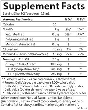 Carlson Kid'S The Very Finest Fish Oil, Lemon, Norwegian, 800 Mg Omega-3S, 200 Ml