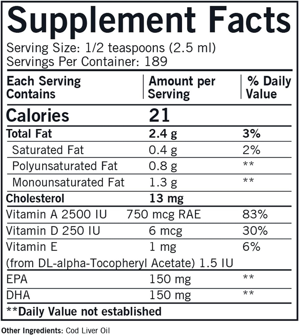 Kirkman Cod Liver Oil Liquid - Unflavored 16Oz