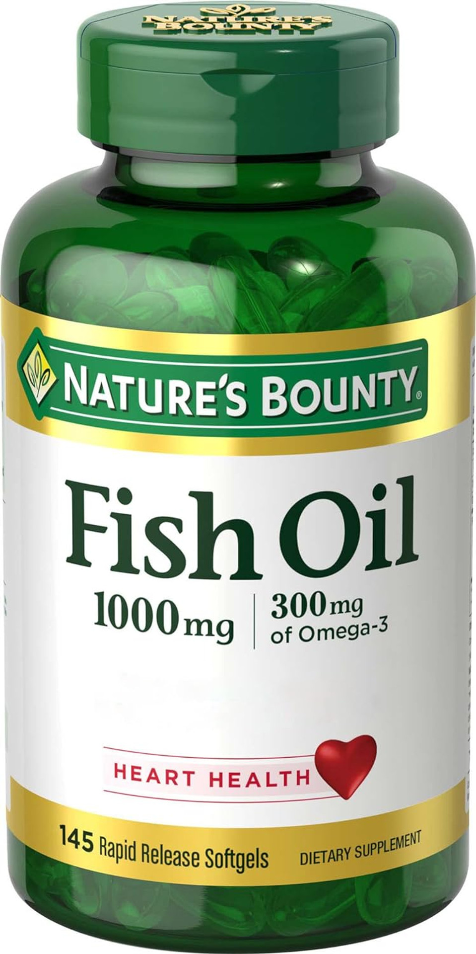 Nature'S Bounty Fish Oil, Supports Heart Health, 1000Mg, Rapid Release Softgels, 145 Ct145 Count (Pack Of 1)