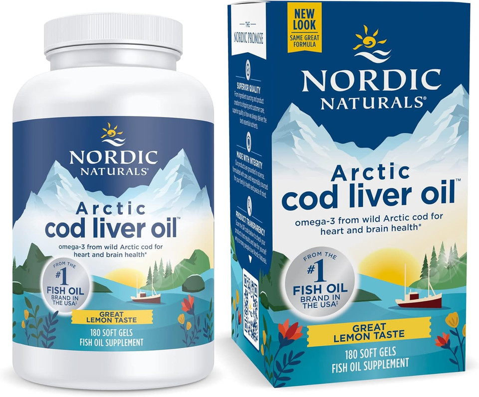 Nordic Naturals Arctic Cod Liver Oil, Lemon - 180 Soft Gels - 750 Mg Total Omega-3S With Epa & Dha - Heart & Brain Health, Healthy Immunity, Overall Wellness - Non-Gmo - 60 Servings180 Count (Pack Of 1) Nordic Naturals Arctic Cod Liver Oil, Lemon - 180 Soft Gels - 750 Mg Total Omega-3S With Epa & Dha - Heart & Brain Health, Healthy Immunity, Overall Wellness - Non-Gmo - 60 Servings180 Count (Pack Of 1)