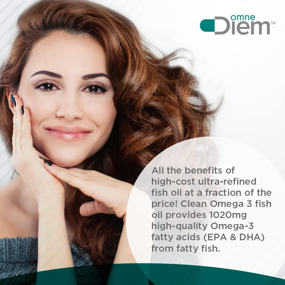 Omne Diem Clean Omega 3  1020Mg, 120 Softgel Capsules  Fish Oil Dietary Supplement With Omega-3 Fatty Acids: Epa & Dha