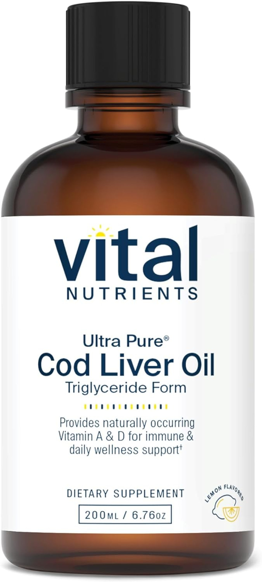 Vital Nutrients - Ultra Pure Cod Liver Oil 1025 (Pharmaceutical Grade) - 100% Pure Norwegian Cod Liver Oil - 200 Ml Per Bottle