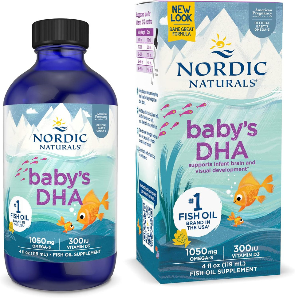 Nordic Naturals Babyã¢ÂS Dha, Unflavored - 4 Oz - 1050 Mg Omega-3 + 300 Iu Vitamin D3 - Supports Brain, Vision & Nervous System Development In Babies - Non-Gmo - 24 Servings Nordic Naturals Babyã¢ÂS Dha, Unflavored - 4 Oz - 1050 Mg Omega-3 + 300 Iu Vitamin D3 - Supports Brain, Vision & Nervous System Development In Babies - Non-Gmo - 24 Servings