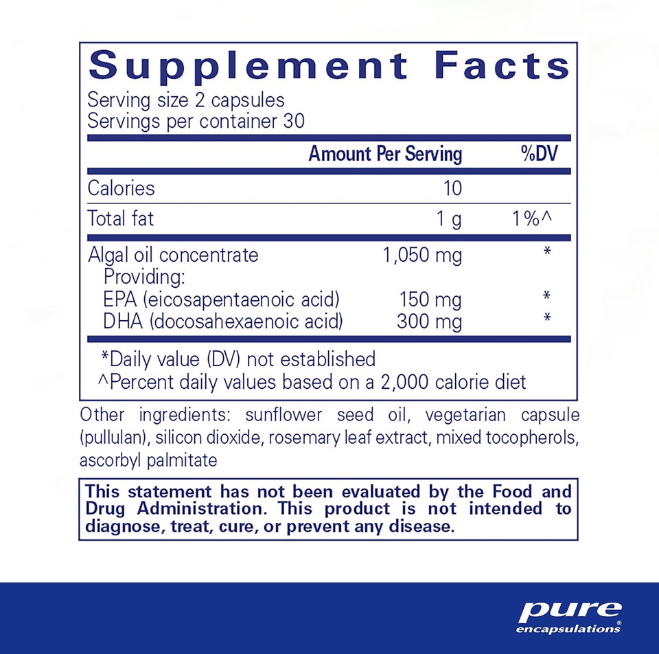 Pure Encapsulations Epa/Dha Vegetarian | Algae-Derived Epa And Dha To Support Cardiovascular Health And Daily Wellness | 60 Capsules
