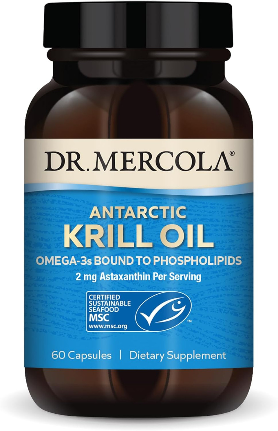Dr. Mercola Antarctic Krill Oil, 30 Servings (60 Capsules), Dietary Supplement, Support Organ, Bone And Joint Health, Non Gmo, Msc Certified60 Count (Pack Of 1)