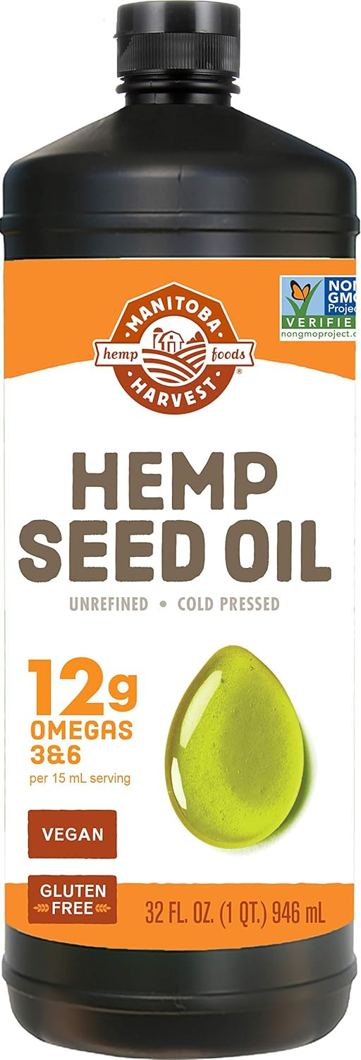 Hemp Oil  Cold Pressed, Premium Quality  12G Of Omegas 3 & 6 Per Serving  Hydrate, Calm & Nourish Skin - Non Gmo, Vegan, Gluten Free Hemp Seed Oil  Great For Cooking, Salad Dressings - 32 Fl Oz32 Fl Oz (Pack Of 1)