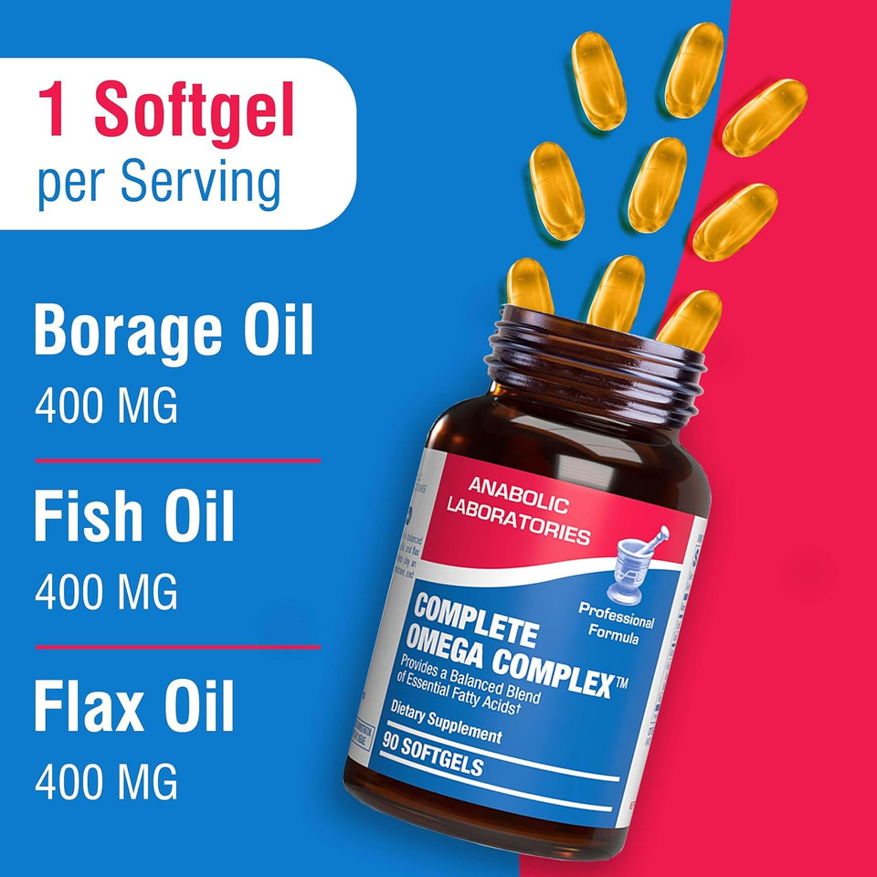 Triple Omega 3 6 9 Supplement - 90 Softgels from Fish, Flax, and Borage Oils - EPA and DHA Omega 3 Supplement - Complete Omega Complex for Skin and Heart Health