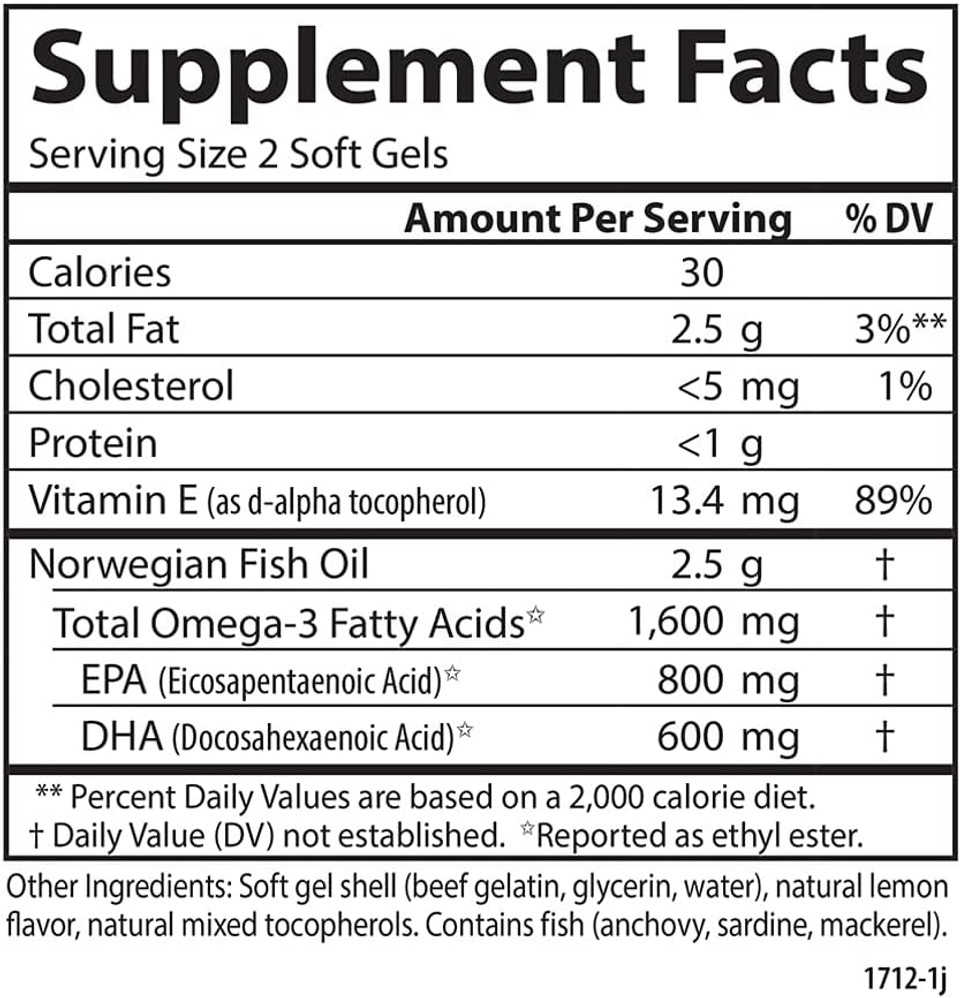 Carlson - Elite Omega-3 Gems, 1600 Mg Omega-3S, Heart, Brain & Vision Support, Wild Caught, Orange, 180 Soft Gels