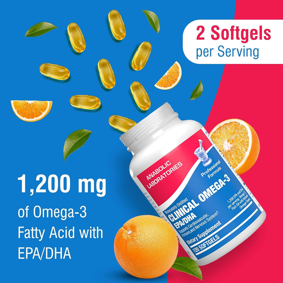 Clinical Omega 3 Fish Oil Supplement With Epa And Dha - 60 Orange Flavored Softgels For Heart, Immune, And Nervous Health - 1200Mg Of Molecularly Distilled Omega-3