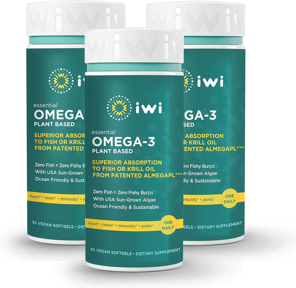 Iwi Life Vegan Omega 3 Essential - 30 Softgels I Algae Omega 3 Supplement, 950Mg Algae Oil, Epa Dha Omega-3 Fatty Acids, Plant Based Fish Oil For Heart, Brain, Joints, Immune Support - 90 Day Supply Iwi Life Vegan Omega 3 Essential - 30 Softgels I Algae Omega 3 Supplement, 950Mg Algae Oil, Epa Dha Omega-3 Fatty Acids, Plant Based Fish Oil For Heart, Brain, Joints, Immune Support - 90 Day Supply