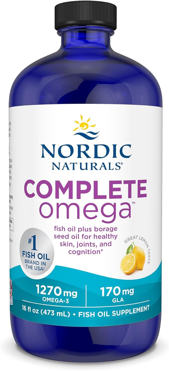 Nordic Naturals Complete Omega, Lemon Flavor - 16 Oz - 1270 Mg Omega-3 - Epa & Dha With Added Gla - Healthy Skin & Joints, Cognition, Positive Mood - Non-Gmo - 96 Servings16 Fl Oz (Pack Of 1)