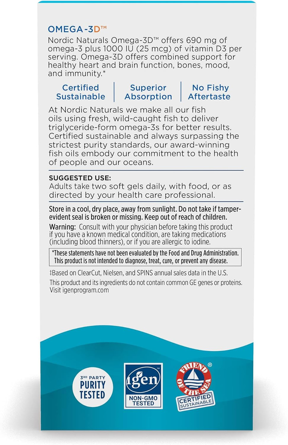 Nordic Naturals Omega-3D, Lemon Flavor - 120 Soft Gels - 690 Mg Omega-3 + 1000 Iu Vitamin D3 - Fish Oil - Epa & Dha - Immune Support, Brain & Heart Health, Healthy Bones - Non-Gmo - 60 Servings120 Count (Pack Of 1)
