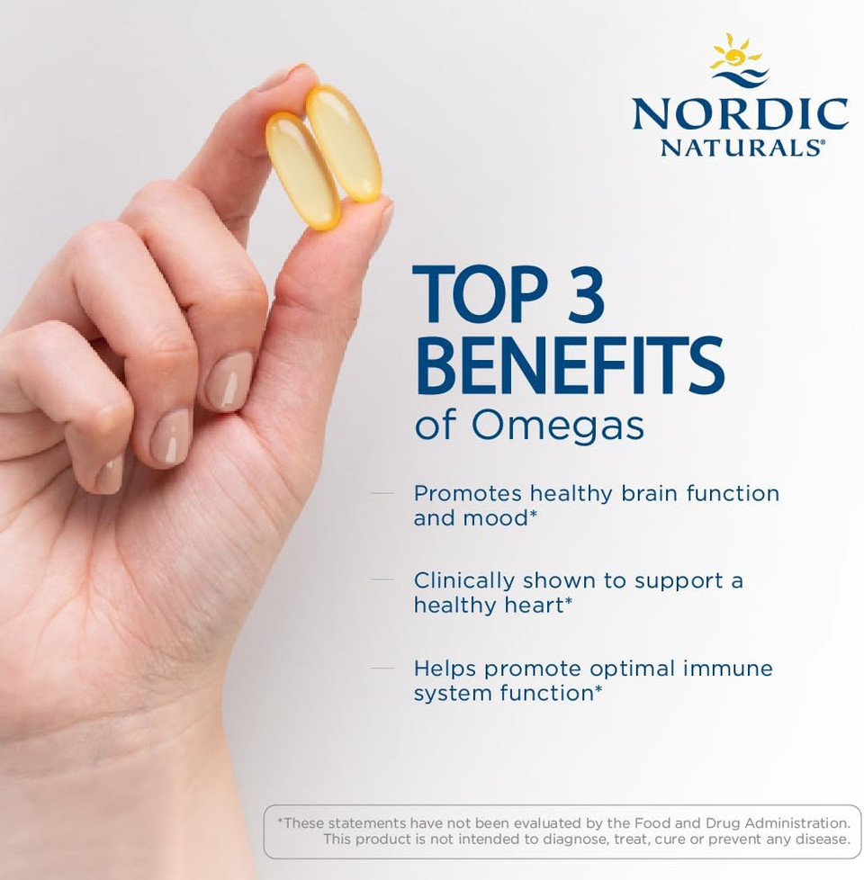 Nordic Naturals Ultimate Omega, Lemon Flavor - 60 Soft Gels - 1280 Mg Omega-3 - High-Potency Omega-3 Fish Oil Supplement With Epa & Dha - Promotes Brain & Heart Health - Non-Gmo - 30 Servings