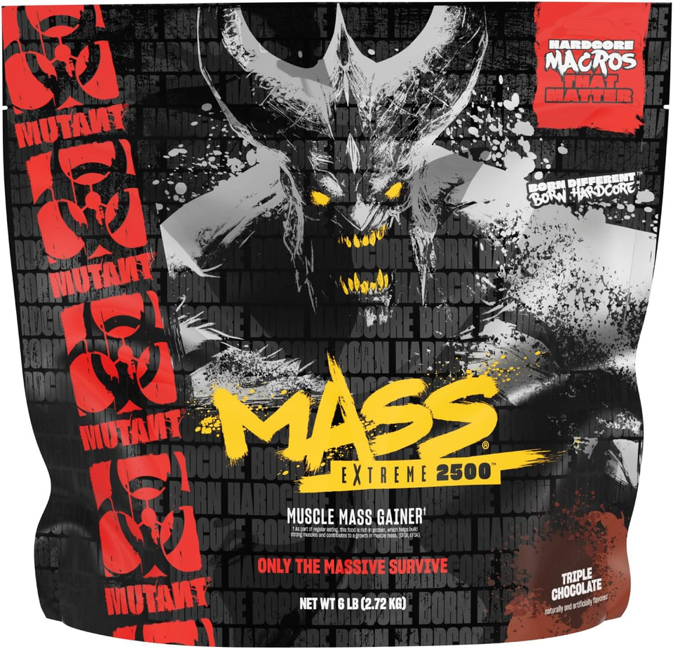 Mutant Mass Extreme Gainer  Whey Protein Powder  Build Muscle Size And Strength  High Density Clean Calories (Triple Chocolate, 6 Lbs)