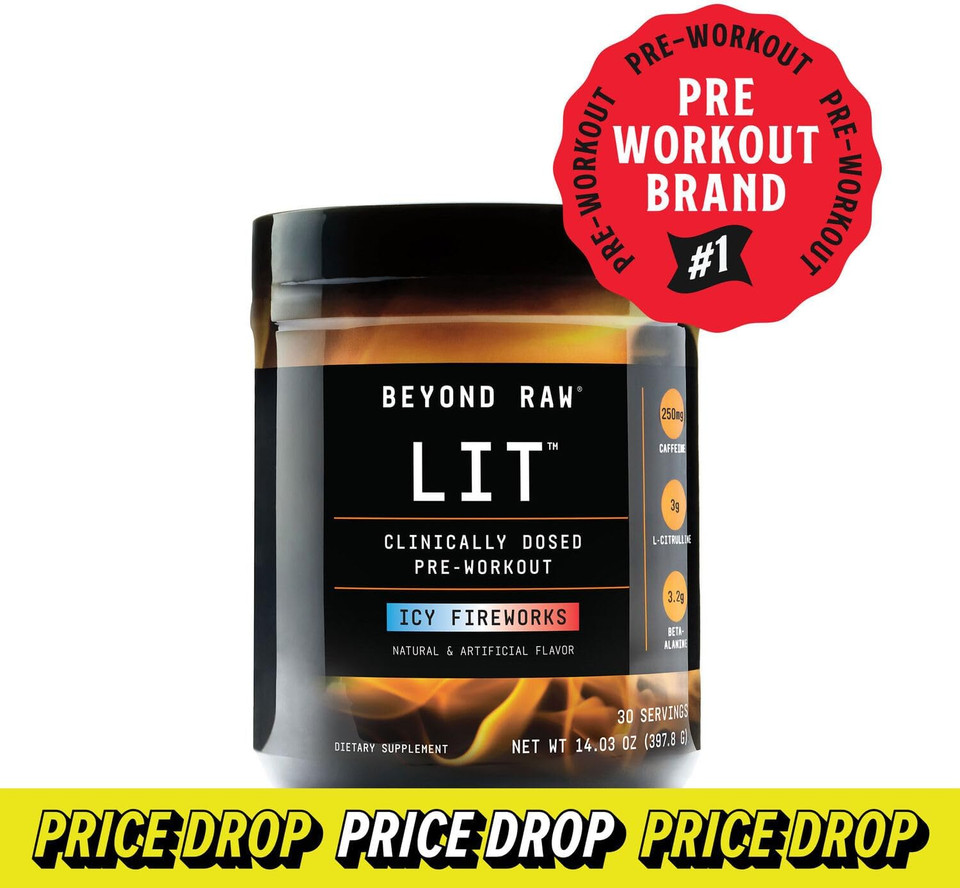 Beyond Raw Lit | Clinically Dosed Pre-Workout Powder | Contains Caffeine, L-Citrulline, Beta-Alanine, And Nitric Oxide | Icy Fireworks | 30 Servings30 Servings (Pack Of 1)