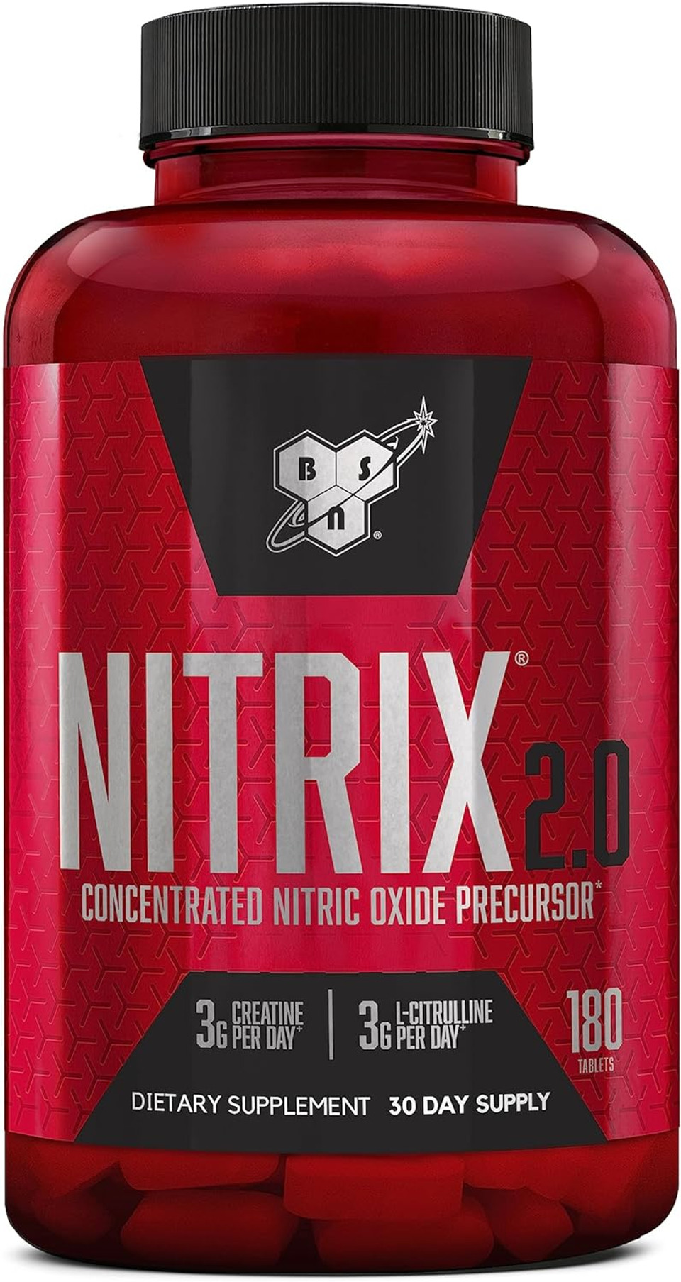 Bsn Nitrix 2.0 - Nitric Oxide Precursors, 3G Creatine, 3G L Citrulline - Supports Workout Performance, Pumps, Muscle Recovery And Endurance - 180 Tablets
