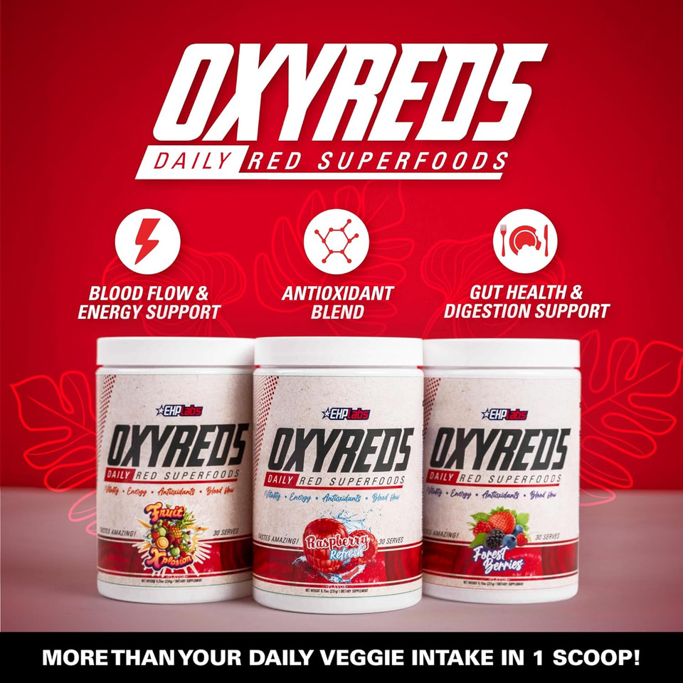 Ehplabs Oxyreds Superfood Beets Powder - Nitric Oxide Supplement, Organic Beet Root Powder, Immune Support Supplement & Prebiotics For Digestive Health, Beet Powder - Raspberry Refresh, 30 Servings