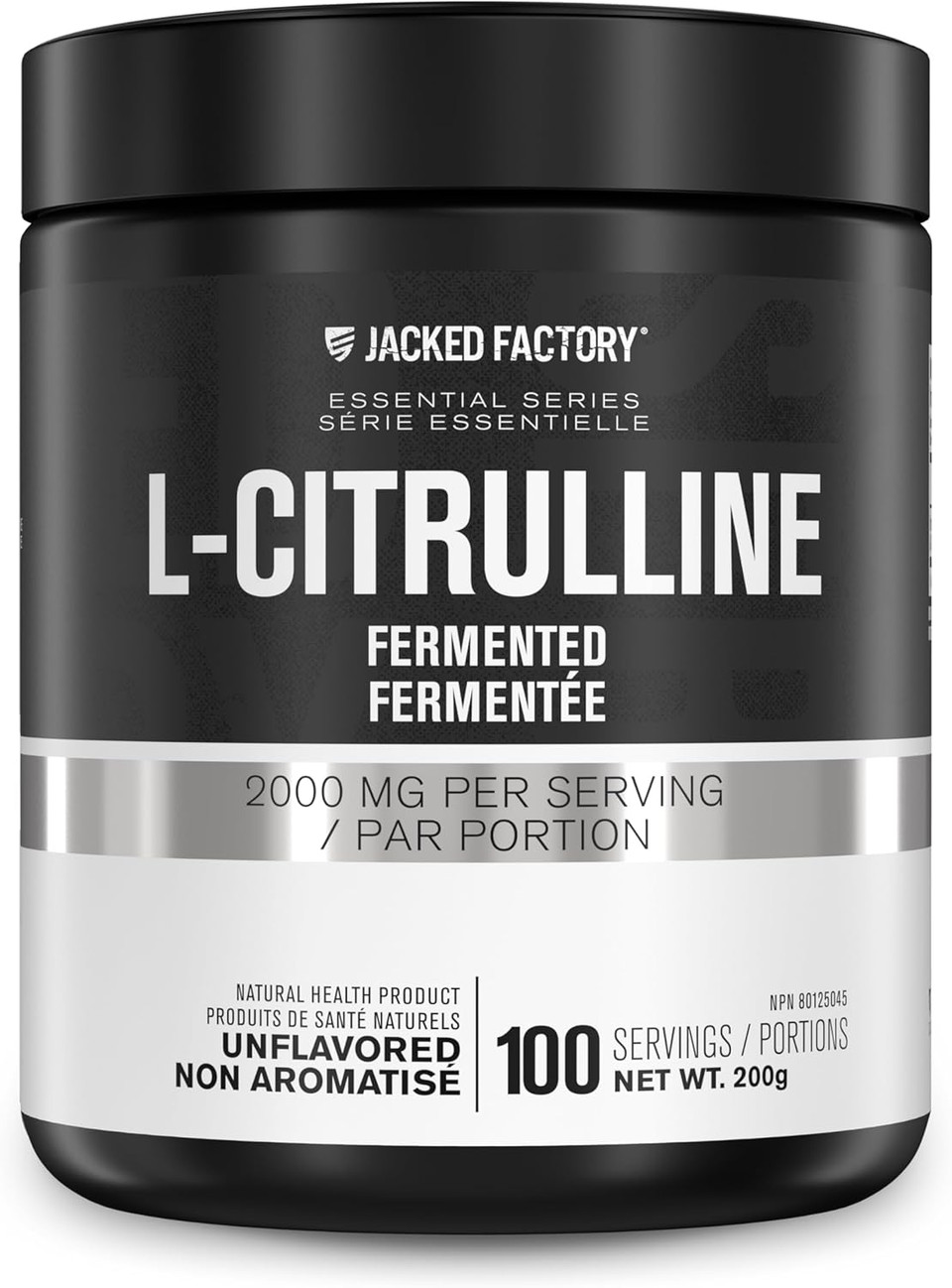 Jacked Factory L-Citrulline - Fermented L Citrulline Powder, Nitric Oxide Booster For Increased Blood Flow, Strength, & Endurance - 100 Servings, Unflavored