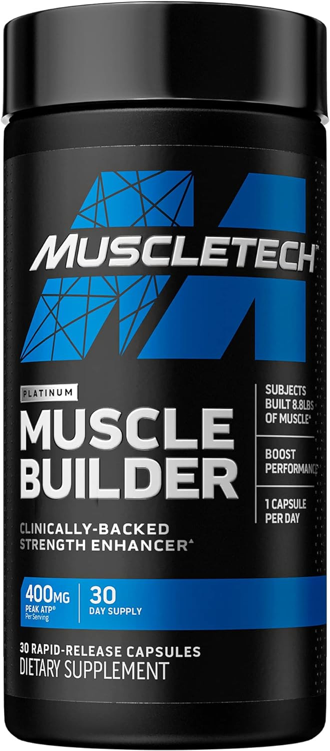 Muscletech Muscle Builder, Muscle Building Supplements For Men & Women, Nitric Oxide Booster, Muscle Gainer Workout Supplement, 400Mg Of Peak Atp For Enhanced Strength, 30 Pills30 Count (Pack Of 1)