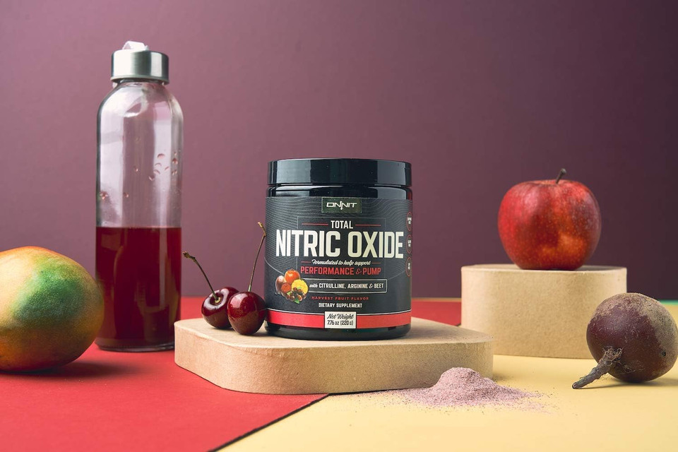 Onnit Total Nitric Oxide - Caffeine Free Pre Workout Powder W/ Beet Root, L Arginine & L Citrulline Malate | Boost Energy & Recovery | Harvest Fruit Flavor - 20 Servings