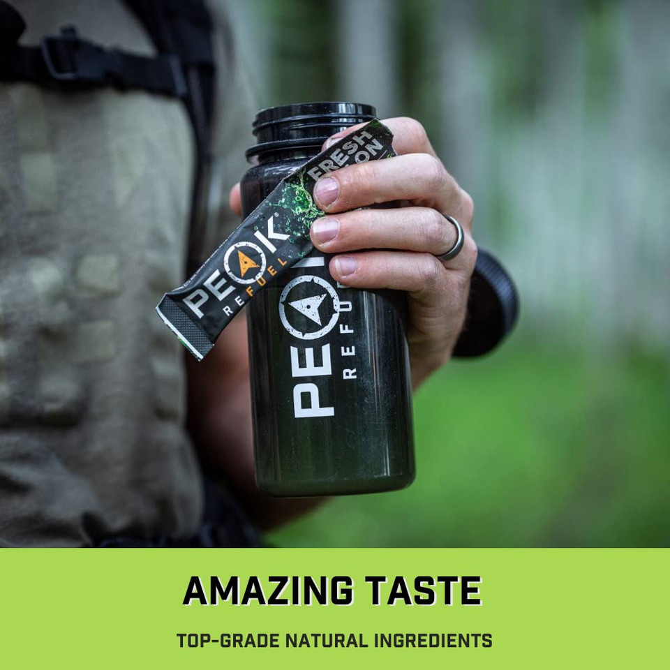 Peak Refuel Re-Energizing Drink Mix | Hydration Blend | Extended Energy | Improved Performance | Increased Focus | Premium Flavors | Easy-Tear Single Serving Sticks | Fresh Melon - 24-Pack