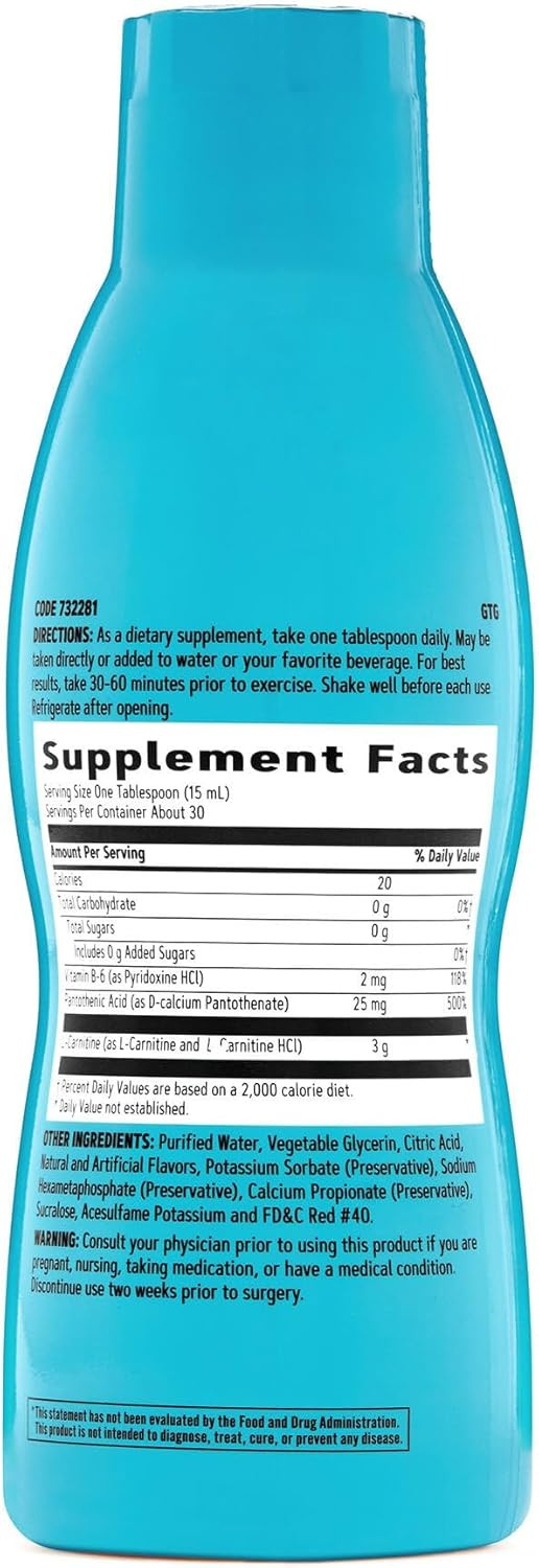 Gnc Total Lean Triple Strength L-Carnitine Liquid | Supports Fatty Acid Metabolism And Helps To Fuel Muscle Recovery, Sugar Free | Fruit Punch | 16 Fl.Oz