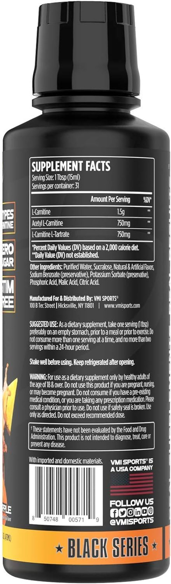 L-Carnitine 3000 Liquid | 3000 mg Carnitine Supplement | Zero Calorie Zero Sugar Keto Friendly for Men and Women  Great Tasting| 31 Servings (Orange Pineapple, 16 fl. oz.)