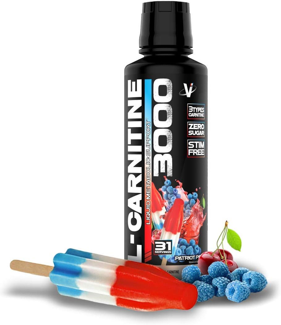 L-Carnitine 3000 Liquid | 3000 Mg Carnitine Supplement | Zero Calorie Zero Sugar Keto Friendly For Men And Women  Great Tasting| 31 Servings (Patriot Pop, 16 Fl. Oz.)
