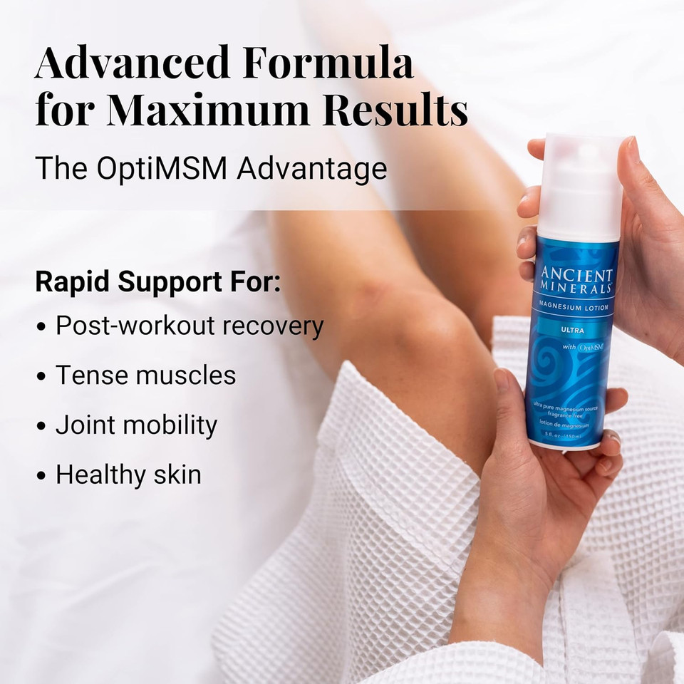 Ancient Minerals Magnesium Lotion Ultra With Msm Pure Genuine Zechstein Magnesium Lotion Supplement For Topical Application (5Oz)