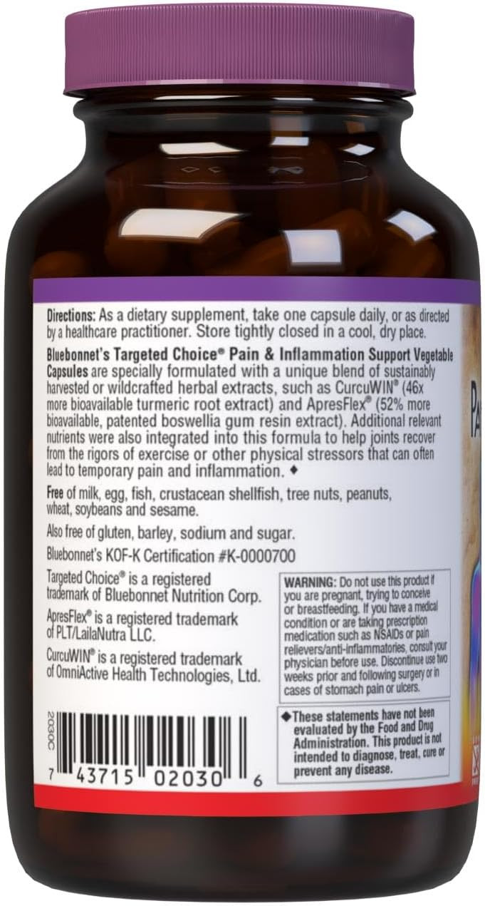 Bluebonnet Nutrition Targeted Choice Pain & Inflammation Support Herbal Blend, 60 Count