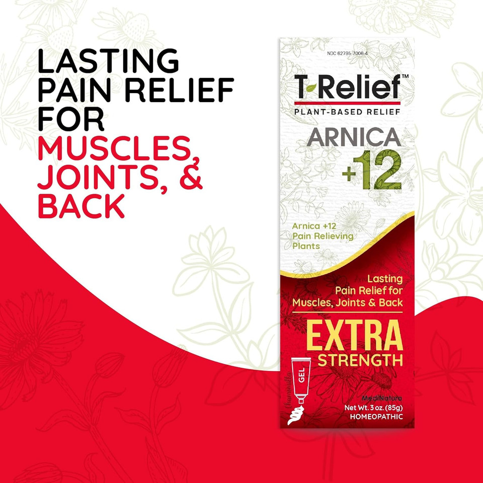Medinatura T-Relief Extra Strength Gel Arnica +12 Natural Relieving Actives For Back Pain Joint Soreness Muscle Aches & Stiffness Whole Body Fast Acting Relief For Women & Men - 3 Oz Medinatura T-Relief Extra Strength Gel Arnica +12 Natural Relieving Actives For Back Pain Joint Soreness Muscle Aches & Stiffness Whole Body Fast Acting Relief For Women & Men - 3 Oz