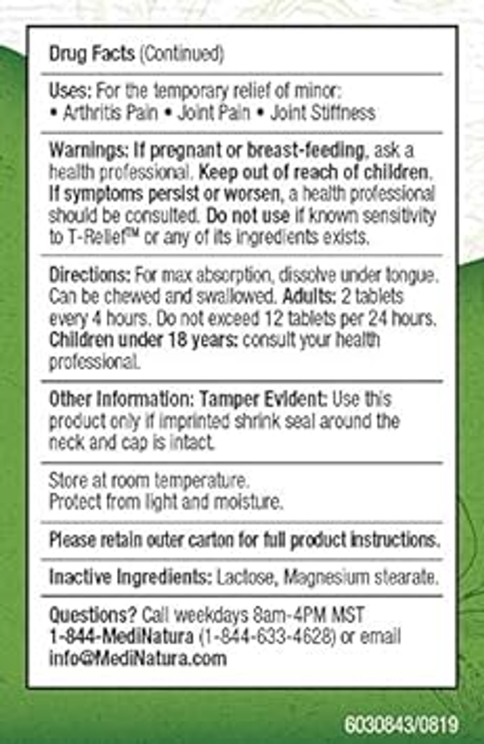 T-Relief Arthritis Arnica +12 Natural Medicines For Soreness Stiffness Aches & Pains In Joints - 100 Tablets (4 Pack)100 Count (Pack Of 4) T-Relief Arthritis Arnica +12 Natural Medicines For Soreness Stiffness Aches & Pains In Joints - 100 Tablets (4 Pack)100 Count (Pack Of 4)
