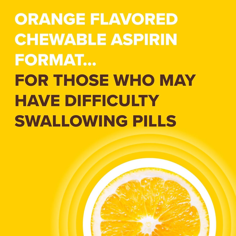 Bayer Aspirin Low Dose 81 Mg Chewable Tablets, Pain Reliever, Orange Flavored, 216 Tablets (6 Pack)