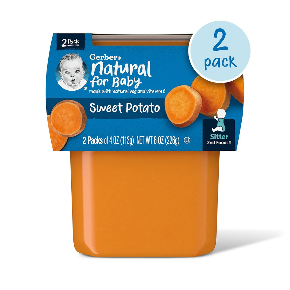 Gerber 2Nd Food Baby Food Sweet Potato Puree, Natural & Non-Gmo, 4 Ounce Tubs, 2 Count (Pack Of 8)