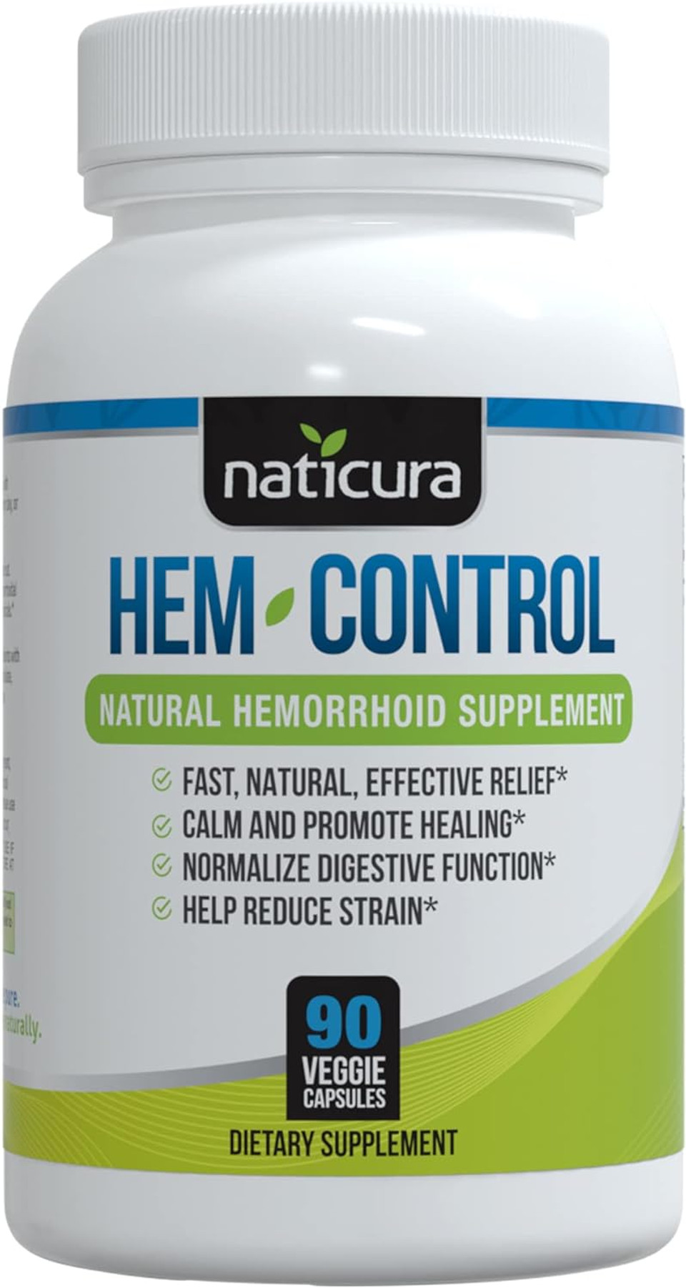 Naticura Hem-Control - Fast Effective Hemorrhoid Treatment Supplement - Powerful Formula To Promote Symptom Relief, Shrinking Of Hemorrhoids, Ease Discomfort - 90 Vegan Capsules - Made In Usa